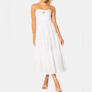 White Cotton Strapless NWT Midi Dress